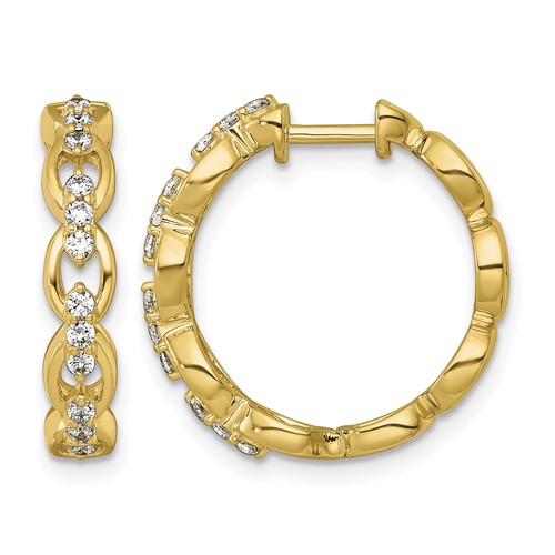 14K Yellow Gold 0.38 Carat Lab Grown Diamond VS+ F+ Complete Fashion Hoop Earrings