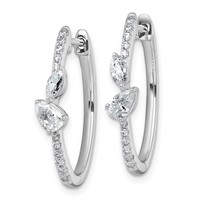 14K White Gold 1 Carat Lab Grown Diamond VS+ F+ Complete Hinged Hoop Earrings view 2