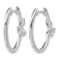 14K White Gold 1 Carat Lab Grown Diamond VS+ F+ Complete Hinged Hoop Earrings view 3