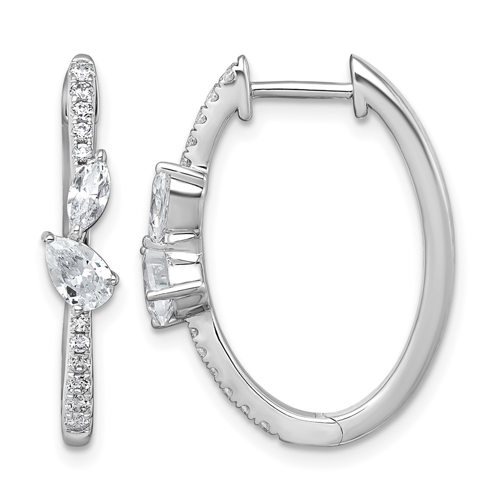 14K White Gold 1 Carat Lab Grown Diamond VS+ F+ Complete Hinged Hoop Earrings