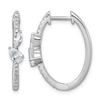14K White Gold 1 Carat Lab Grown Diamond VS+ F+ Complete Hinged Hoop Earrings view 1