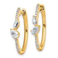 14K Yellow Gold 1 Carat Lab Grown Diamond VS+ F+ Complete Hinged Hoop Earrings view 2