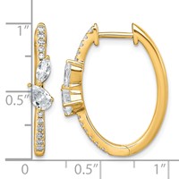 14K Yellow Gold 1 Carat Lab Grown Diamond VS+ F+ Complete Hinged Hoop Earrings view 3