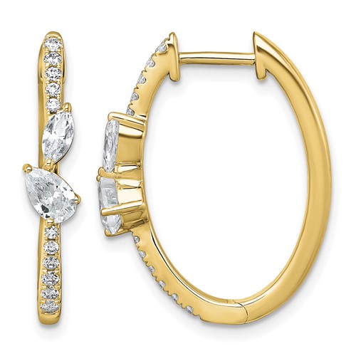 14K Yellow Gold 1 Carat Lab Grown Diamond VS+ F+ Complete Hinged Hoop Earrings