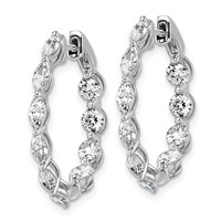 14K White Gold 3.20 Carat Lab Grown Diamond VS+ F+ Complete Hinged in and Out Hoop Earrings view 2