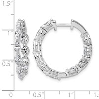 14K White Gold 3.20 Carat Lab Grown Diamond VS+ F+ Complete Hinged in and Out Hoop Earrings view 4