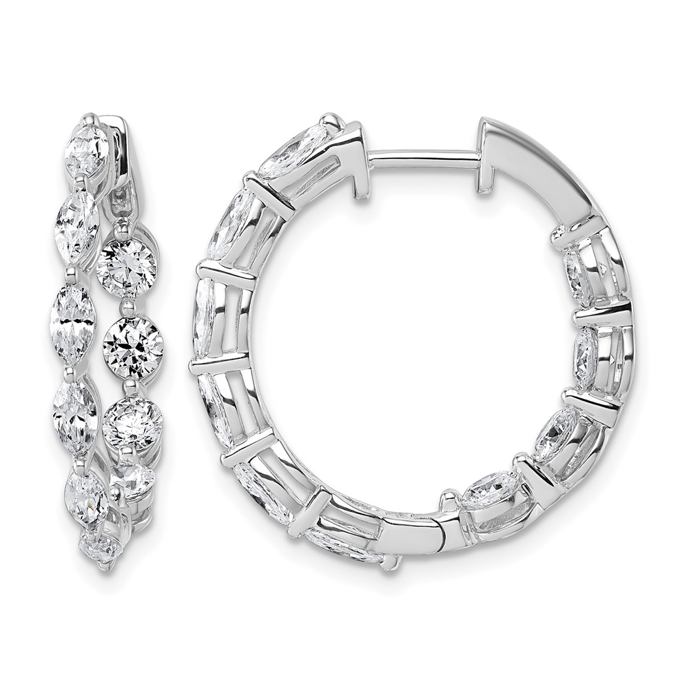 14K White Gold 3.20 Carat Lab Grown Diamond VS+ F+ Complete Hinged in and Out Hoop Earrings