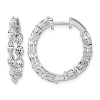 14K White Gold 3.20 Carat Lab Grown Diamond VS+ F+ Complete Hinged in and Out Hoop Earrings view 1