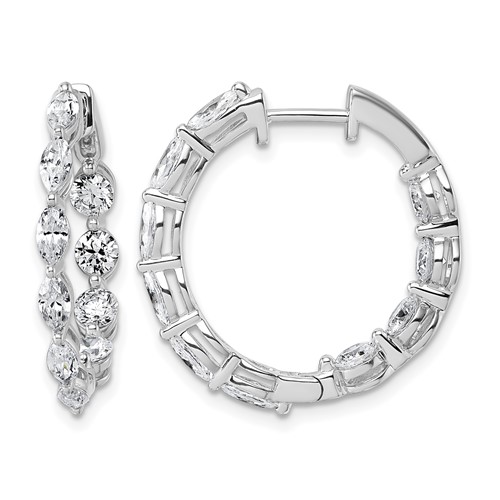 14K White Gold 3.20 Carat Lab Grown Diamond VS+ F+ Complete Hinged in and Out Hoop Earrings