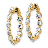 14K Yellow Gold 3.20 Carat Lab Grown Diamond VS+ F+ Complete Hinged in and Out Hoop Earrings view 2