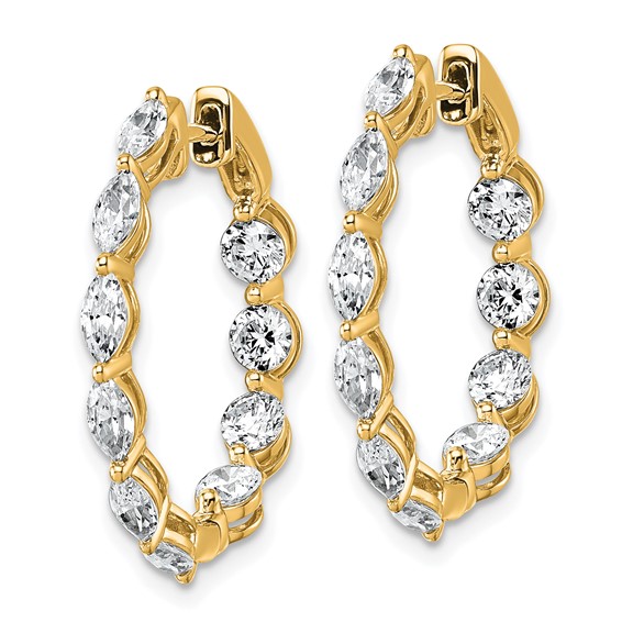 Gold Diamond In/Out Hinged Hoop Earrings