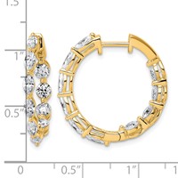14K Yellow Gold 3.20 Carat Lab Grown Diamond VS+ F+ Complete Hinged in and Out Hoop Earrings view 3