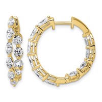 14K Yellow Gold 3.20 Carat Lab Grown Diamond VS+ F+ Complete Hinged in and Out Hoop Earrings view 1