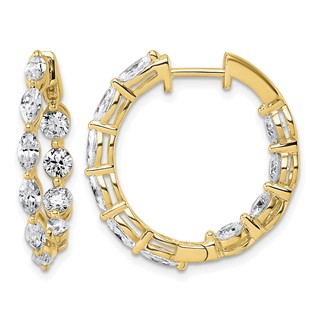 Gold Diamond In/Out Hinged Hoop Earrings