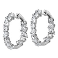 14K White Gold 4.50 Carat Lab Grown Diamond VS+ F+ Complete Hinged in and Out Hoop Earrings view 2