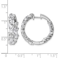 14K White Gold 4.50 Carat Lab Grown Diamond VS+ F+ Complete Hinged in and Out Hoop Earrings view 4