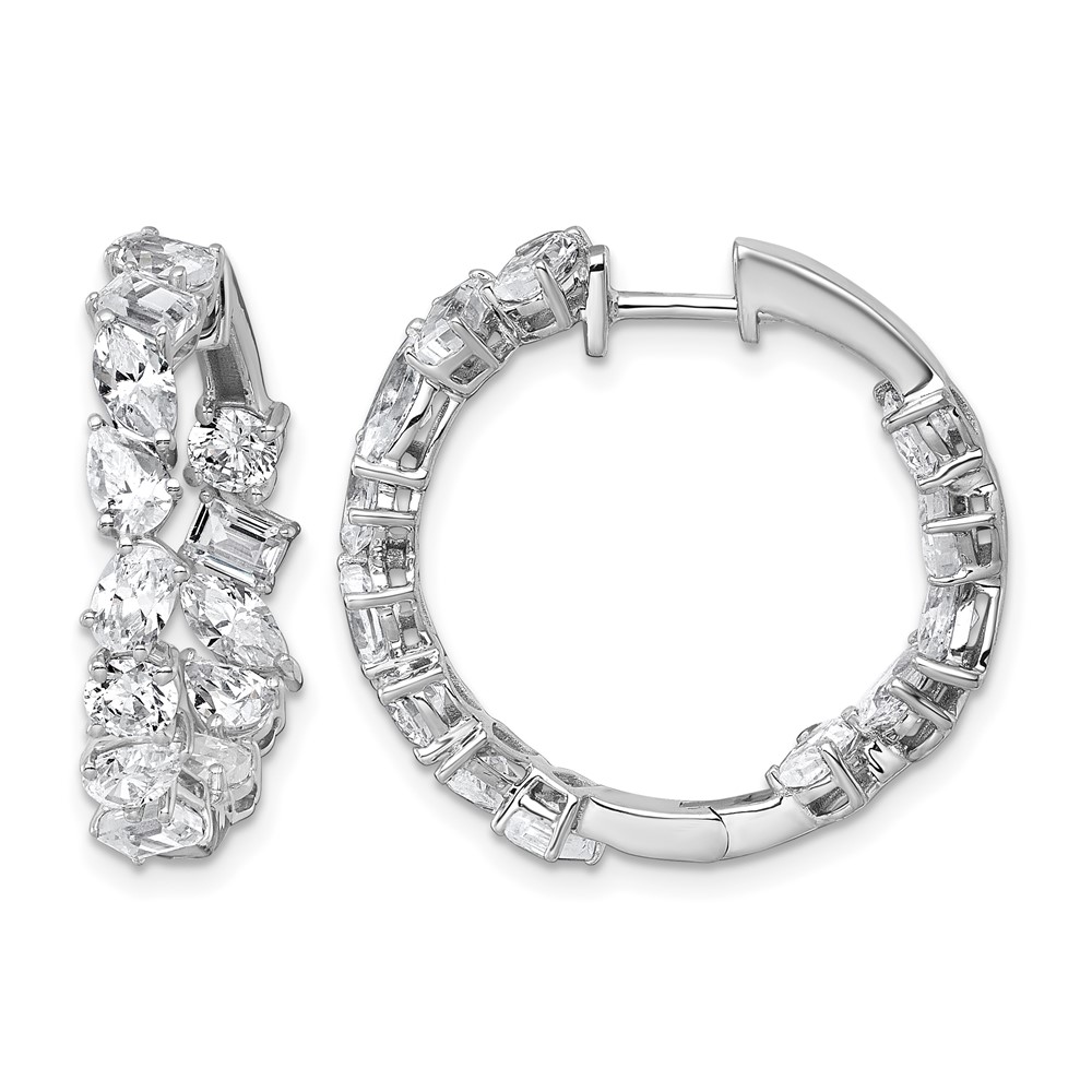 14K White Gold 4.50 Carat Lab Grown Diamond VS+ F+ Complete Hinged in and Out Hoop Earrings
