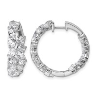 14K White Gold 4.50 Carat Lab Grown Diamond VS+ F+ Complete Hinged in and Out Hoop Earrings view 1