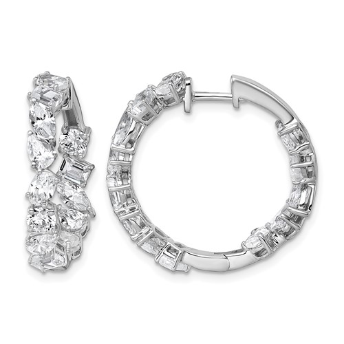 14K White Gold 4.50 Carat Lab Grown Diamond VS+ F+ Complete Hinged in and Out Hoop Earrings