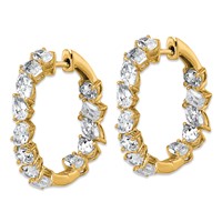 14K Yellow Gold 4.50 Carat Lab Grown Diamond VS+ F+ Complete Hinged in and Out Hoop Earrings view 2