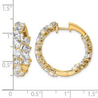 14K Yellow Gold 4.50 Carat Lab Grown Diamond VS+ F+ Complete Hinged in and Out Hoop Earrings view 3