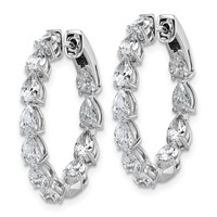 14K White Gold 3.33 Carat Lab Grown Diamond VS+ F+ Complete Hinged in and Out Hoop Earrings view 2