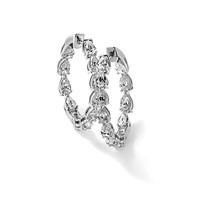 14K White Gold 3.33 Carat Lab Grown Diamond VS+ F+ Complete Hinged in and Out Hoop Earrings view 3