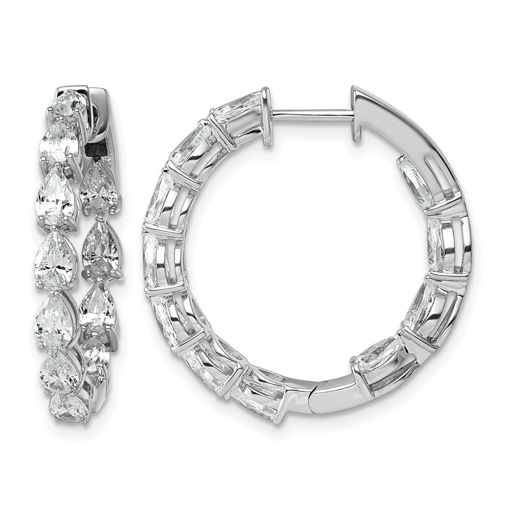 14K White Gold 3.33 Carat Lab Grown Diamond VS+ F+ Complete Hinged in and Out Hoop Earrings