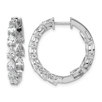 14K White Gold 3.33 Carat Lab Grown Diamond VS+ F+ Complete Hinged in and Out Hoop Earrings view 1