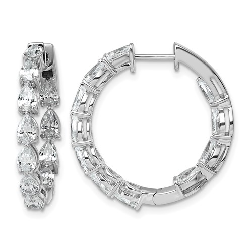 14K White Gold 3.33 Carat Lab Grown Diamond VS+ F+ Complete Hinged in and Out Hoop Earrings