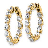 14K Yellow Gold 3.33 Carat Lab Grown Diamond VS+ F+ Complete Hinged in and Out Hoop Earrings view 2