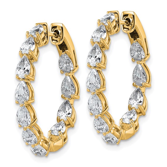 Gold Diamond In/Out Hinged Hoop Earrings