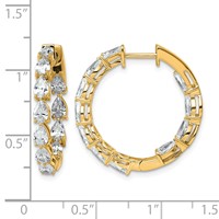 14K Yellow Gold 3.33 Carat Lab Grown Diamond VS+ F+ Complete Hinged in and Out Hoop Earrings view 3