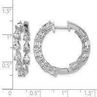 14K White Gold 3 Carat Lab Grown Diamond VS+ F+ Complete Hinged in and Out Hoop Earrings view 3