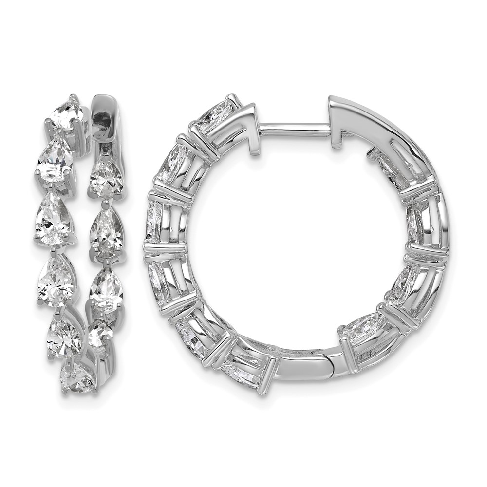 14K White Gold 3 Carat Lab Grown Diamond VS+ F+ Complete Hinged in and Out Hoop Earrings
