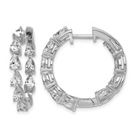 14K White Gold 3 Carat Lab Grown Diamond VS+ F+ Complete Hinged in and Out Hoop Earrings view 1