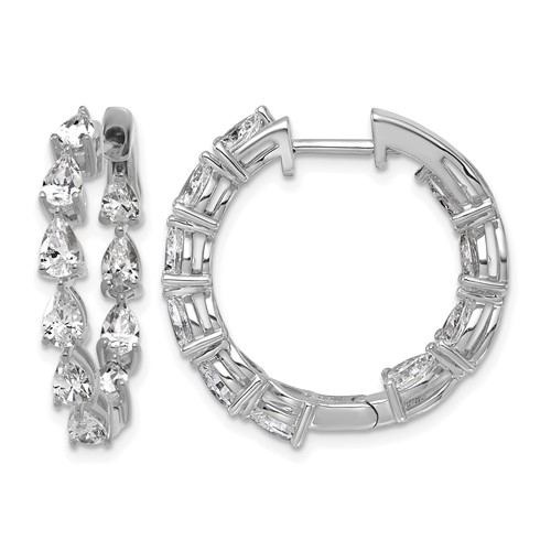 14K White Gold 3 Carat Lab Grown Diamond VS+ F+ Complete Hinged in and Out Hoop Earrings