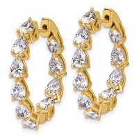 14K Yellow Gold 3 Carat Lab Grown Diamond VS+ F+ Complete Hinged in and Out Hoop Earrings view 2