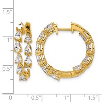 14K Yellow Gold 3 Carat Lab Grown Diamond VS+ F+ Complete Hinged in and Out Hoop Earrings view 3