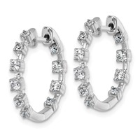 14K White Gold 0.88 Carat Lab Grown Diamond VS+ F+ Complete Hinged Hoop Earrings view 2