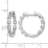 14K White Gold 0.88 Carat Lab Grown Diamond VS+ F+ Complete Hinged Hoop Earrings view 3