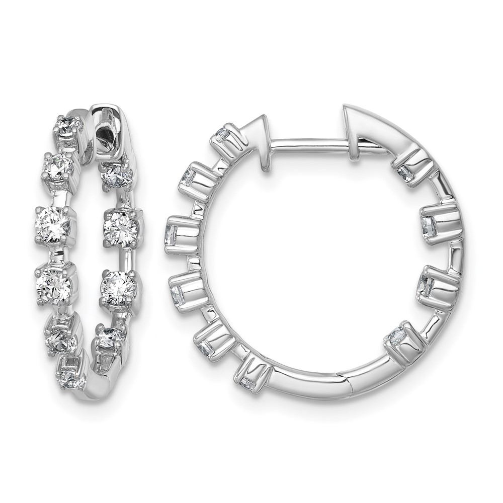 14K White Gold 0.88 Carat Lab Grown Diamond VS+ F+ Complete Hinged Hoop Earrings