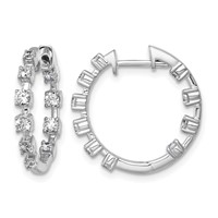 14K White Gold 0.88 Carat Lab Grown Diamond VS+ F+ Complete Hinged Hoop Earrings view 1