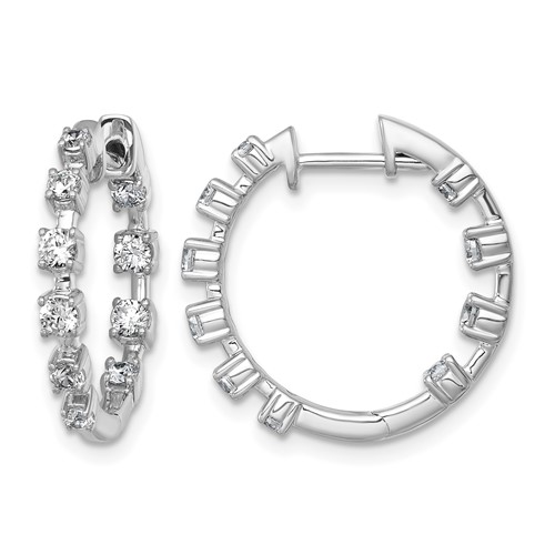 14K White Gold 0.88 Carat Lab Grown Diamond VS+ F+ Complete Hinged Hoop Earrings