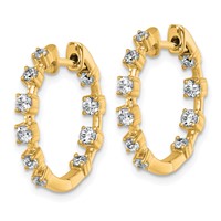 14K Yellow Gold 0.88 Carat Lab Grown Diamond VS+ F+ Complete Hinged Hoop Earrings view 2