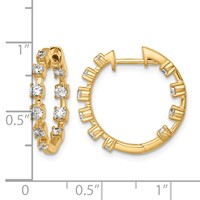 14K Yellow Gold 0.88 Carat Lab Grown Diamond VS+ F+ Complete Hinged Hoop Earrings view 3