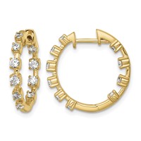 14K Yellow Gold 0.88 Carat Lab Grown Diamond VS+ F+ Complete Hinged Hoop Earrings view 1