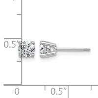 14K White Gold 0.62 Carat Lab Grown Diamond VS+ F+ Complete Round Angled Profile Four Prong Stud Earrings view 3