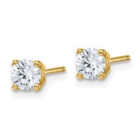 14K Yellow Gold 0.62 Carat Lab Grown Diamond VS+ F+ Complete Round Angled Profile Four Prong Stud Earrings view 2