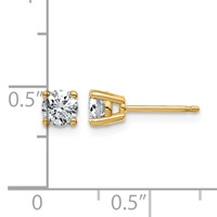 14K Yellow Gold 0.62 Carat Lab Grown Diamond VS+ F+ Complete Round Angled Profile Four Prong Stud Earrings view 3